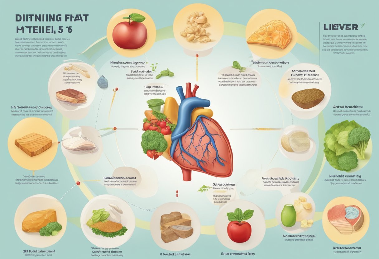A diagram showing the journey of dietary fats through the body, including the liver, bloodstream, and heart, with emphasis on debunking myths and presenting facts about tallow and heart health