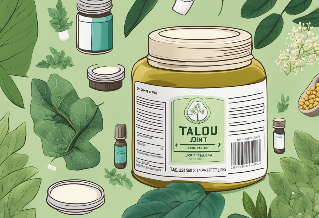 A jar of tallow sits next to a bottle of joint supplements, surrounded by images of healthy, active joints and vibrant, green foliage